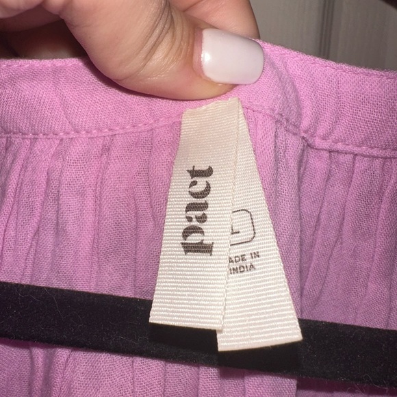 Pact Light Pink purple organic cotton tiered maxi dress summer spring L - Picture 3 of 11